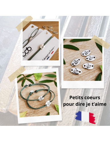 Bracelet réglable avec médaille coeur + 10...