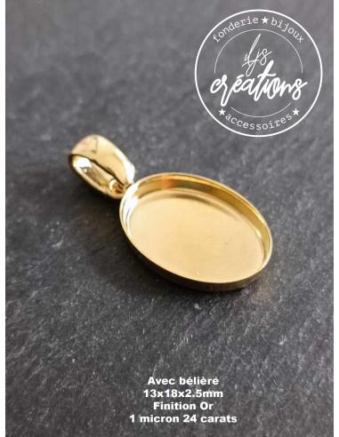 Base pour pendentif ovale avec cuvette 13x18x2.5mm