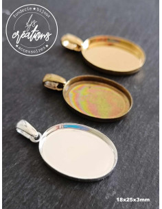 Pendentif ovale 18x25x3mm avec bélière