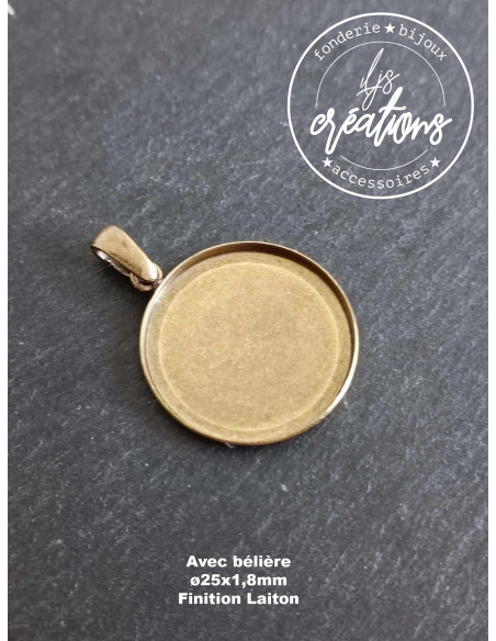 Pendentif rond ø25x1.80mm finition laiton