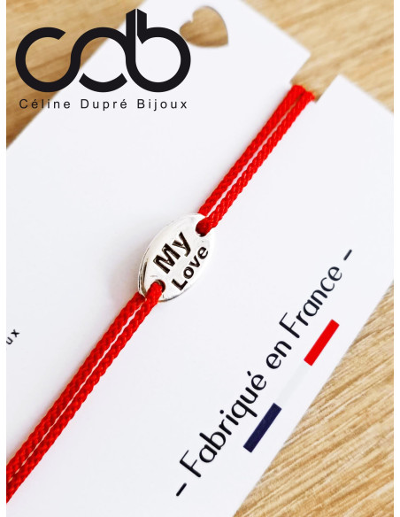 Bracelet réglable avec médaille "My LOVE" 8x15mm