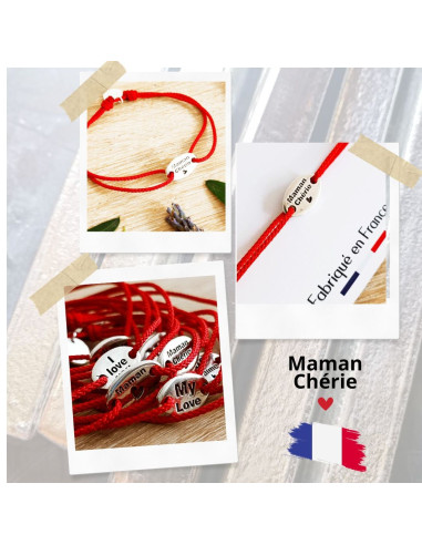 Bracelet réglable avec médaille "Maman Chérie"...