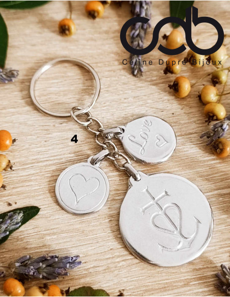 Porte clés Croix de Camargue en étain - ø30mm - Modèle au choix