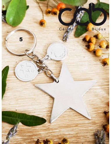 Porte clés Etoile, en étain - ø35mm - Modèle au...