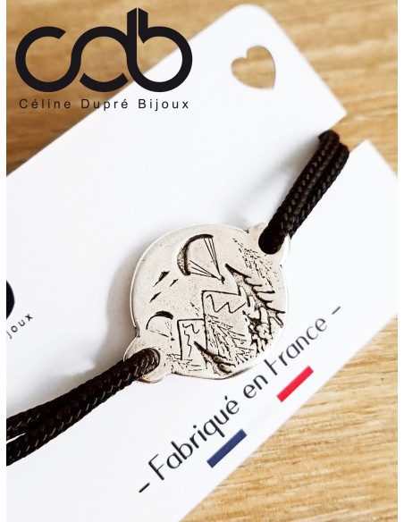 Bracelet Parapente médaille ronde ø25mm - cordon paracorde ø3mm