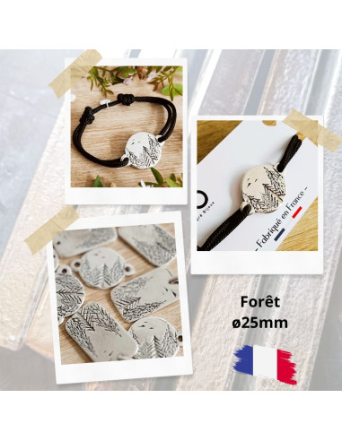 Bracelet Forêt - médaille ronde ø25mm - cordon...
