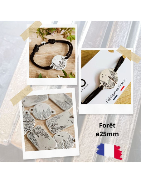 Bracelet Forêt - médaille ronde ø25mm - cordon paracorde ø3mm