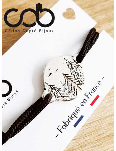 Bracelet Forêt - médaille ronde ø25mm - cordon...