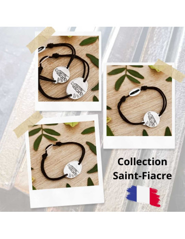 Bracelet Saint Fiacre rond ø18mm - cordon réglable