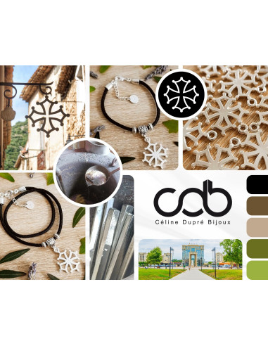 Collier Croix occitane ø25mm - cordon paracorde...