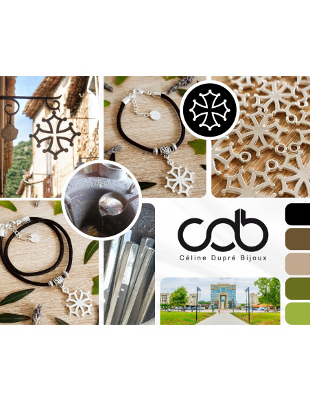 Collier Croix occitane ø25mm - cordon paracorde ø3mm