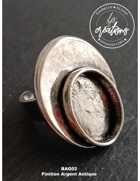 Bague Ovale finition Argent Antique