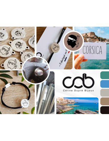 Bracelet Tête de Maure / Corse ø16mm - cordon...