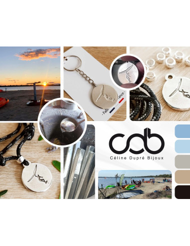 Porte clés Wingfoil Homme avec médaille ronde...