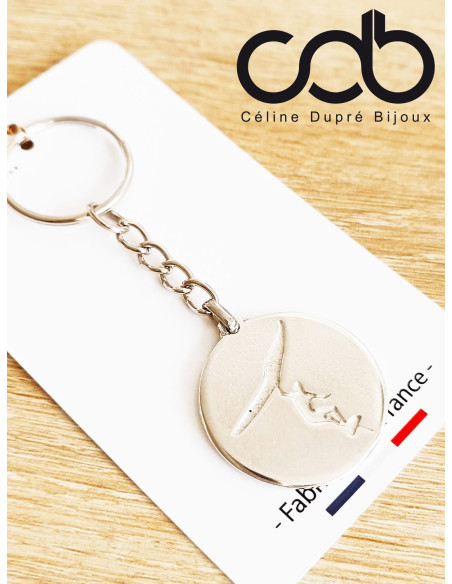 Porte clés Wingfoil Homme avec médaille ronde ø30mm en étain
