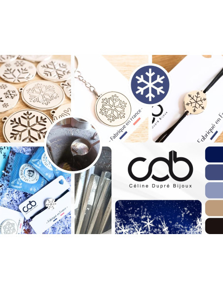 Box / coffret Bijoux "Flocon de neige" - Porte clés ø30mm / bracelet ø20mm