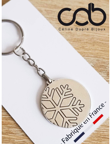 Box / coffret Bijoux "Flocon de neige" - Porte clés ø30mm / bracelet rectangle 14x19mm