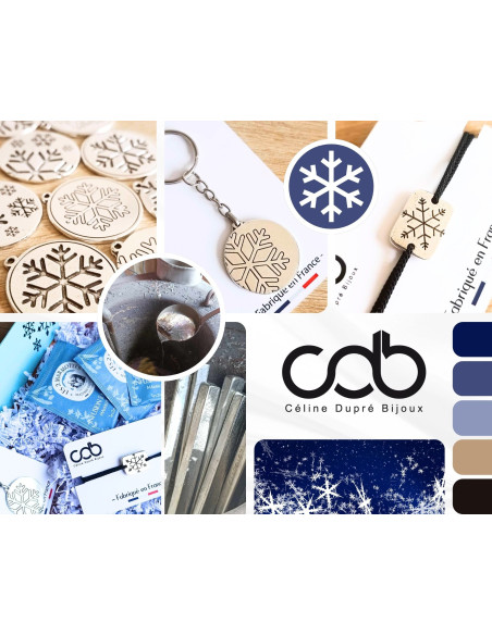 Box / coffret Bijoux "Flocon de neige" - Porte clés ø30mm / bracelet rectangle 14x19mm