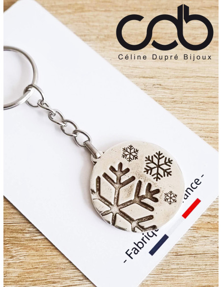 Box / coffret Bijoux "Flocon de neige" - Porte clés ø30mm / bracelet rond ø18mm