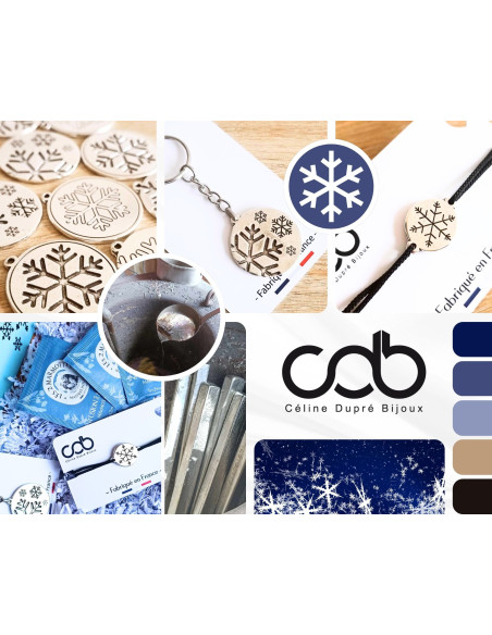 Box / coffret Bijoux "Flocon de neige" - Porte clés ø30mm / bracelet rond ø18mm