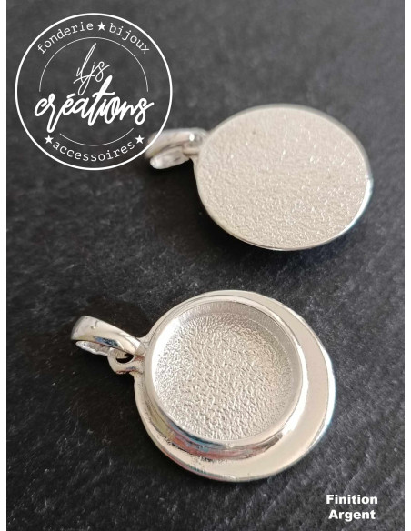 Base pour pendentif rond avec bélière - ø26mm avec cuvette ø18x4mm -  finitions au choix