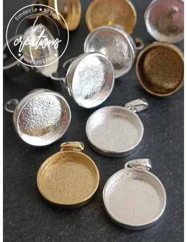 Base pour pendentif rond avec bélière - ø24mm...