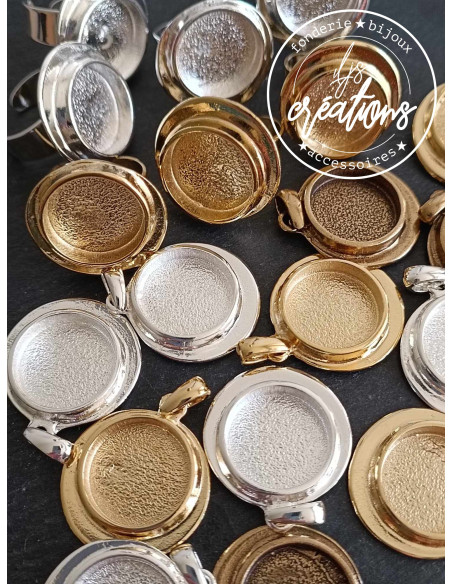 Base pour pendentif rond ø26mm avec cuvette ø18x4mm -  finitions au choix