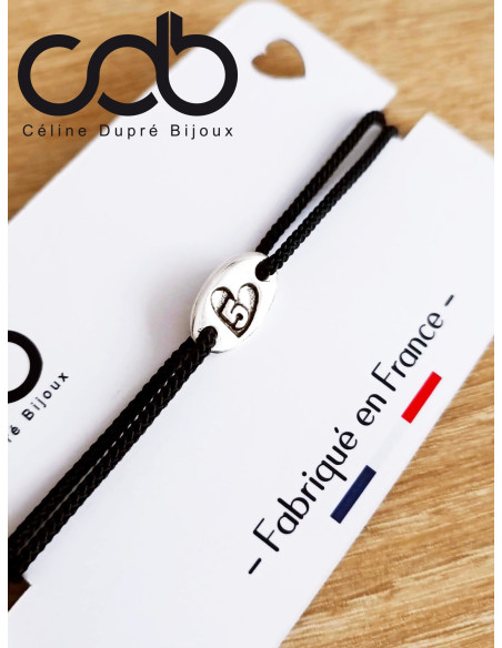 Bracelet coeur + 5 - 9x15mm (Idéal Noces de bois) - cordon réglable