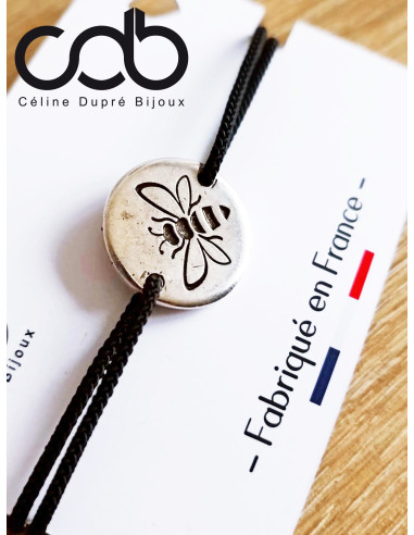 Bracelet Abeille ø20mm - cordon réglable