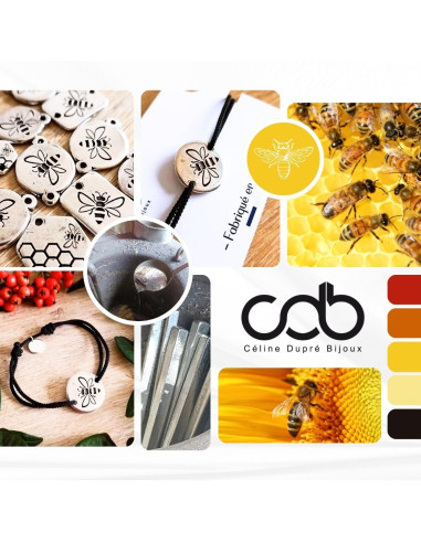 Bracelet Abeille ø20mm - cordon réglable