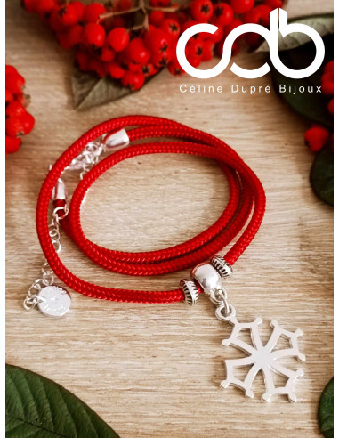 Collier Croix Occitane Rouge