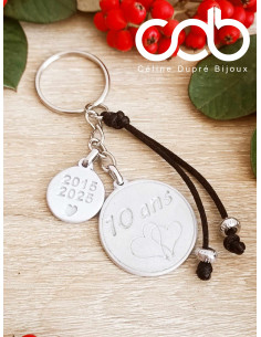 Porte clés noces d'étain