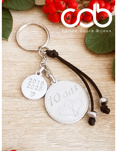 Porte clés noces d'étain