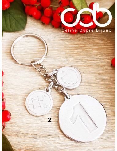 Porte clés Pour 1 an (Noces de coton) en étain...