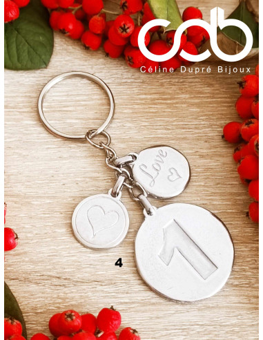 Porte clés Pour 1 an (Noces de coton) en étain...