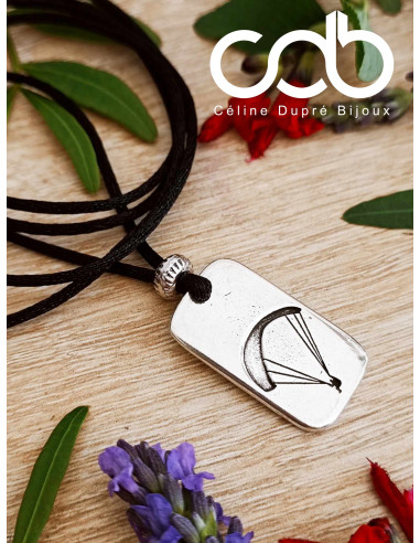 Collier réglable pendentif rectangle PM