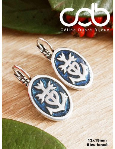 Boucles d'oreilles Croix de Camargue ovale avec...
