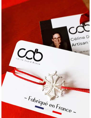 Bracelet Croix Occitane ø23mm - cordon réglable