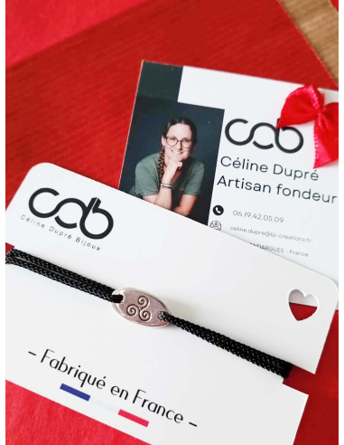 Bracelet Triskell Celte ovale 8x16mm - cordon...