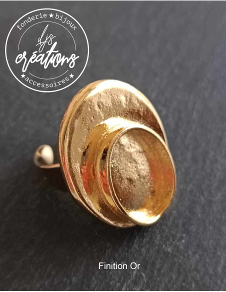 Base pour Bague Ovale 27x33mm avec cuvette 15x21x3mm - martelé - finition au choix