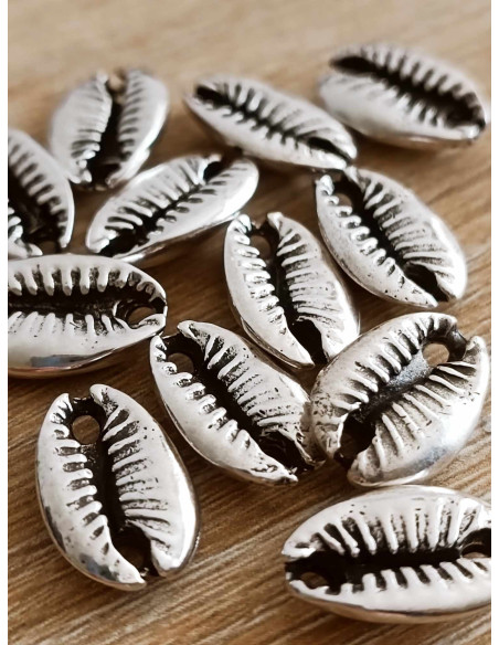 Bracelet Coquillage Cauri - cordon réglable - finition Argent