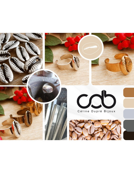 Bracelet Coquillage Cauri - cordon réglable - finition Argent