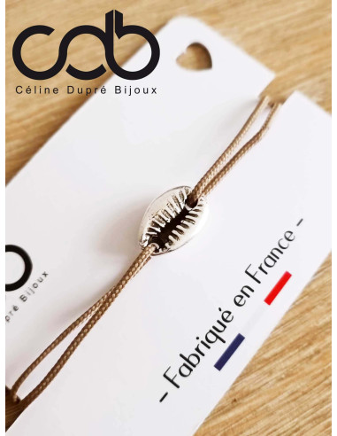 Bracelet Coquillage Cauri - cordon réglable -...