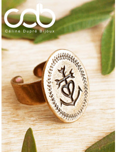 Bague croix de camargue finition laiton