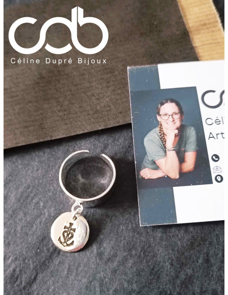 Bague avec pampille au choix : Croix de Camargue - Anneau au choix
