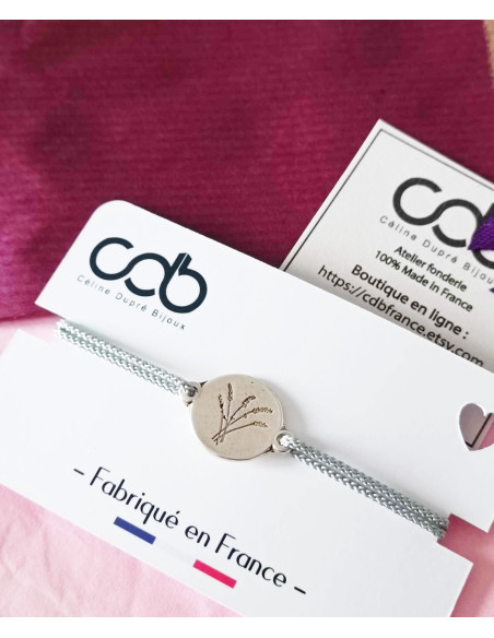 Bracelet Lavande ø16mm - cordon réglable