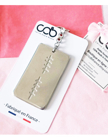 Porte clés étain brut avec "10 en bâtons" - 1...