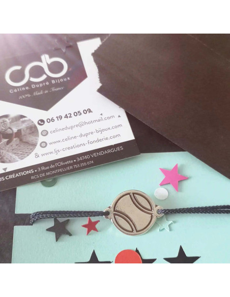 Bracelet TENNIS – Bijou artisanal avec médaille ballon de foot – Fait main en France