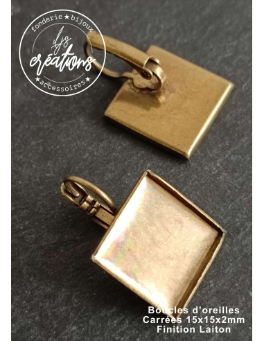 Base pour boucles d'oreilles carrées 15x15x2mm...