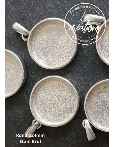 Base pour pendentif rond avec bélière - ø24mm avec cuvette ø20x4mm -  finition au choix